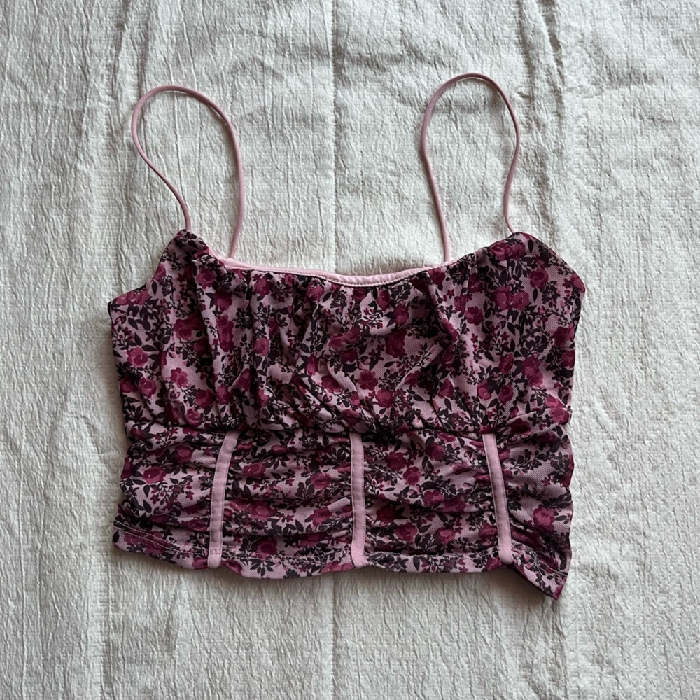 Garage Pink Floral Tube Top